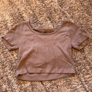 Light brown stretchy crop top